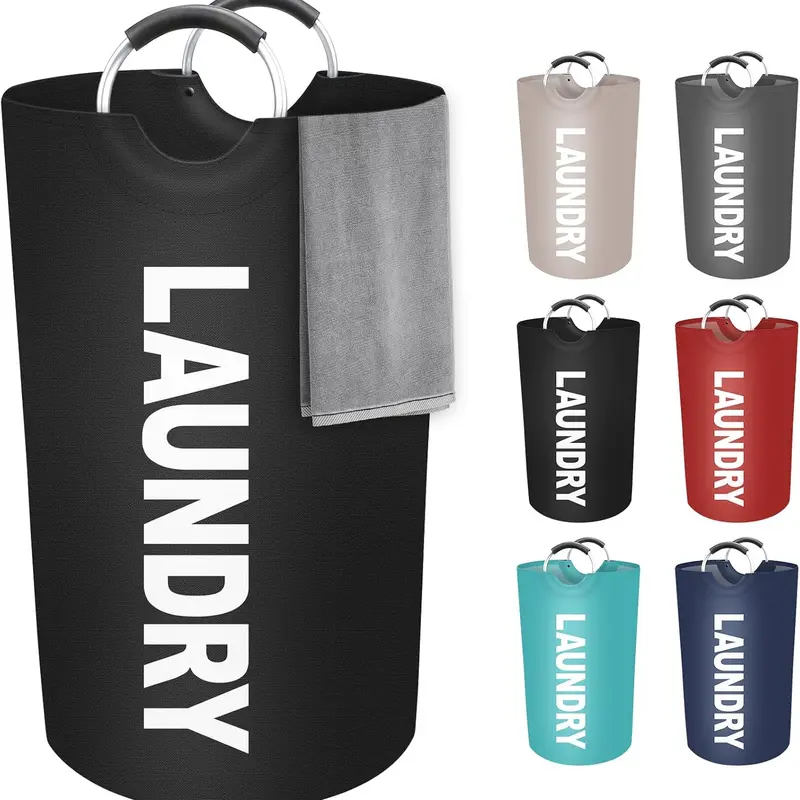 90L Foldable EVA Fabric Laundry Basket - Waterproof Laundry Hamper with Sponge-Padded Aluminum Soft Rubber Handle Design, Upgraded Size & Capacity, Sturdy Stand-Up Structure, Easy Storage, Ideal Choice for Home, Office Supplies