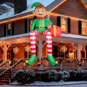 8FT Christmas Inflatable Sitting  with LED Lights &  Box, Outdoor Indoor Yard Lawn Garden Holiday Decoration for Xmas Party