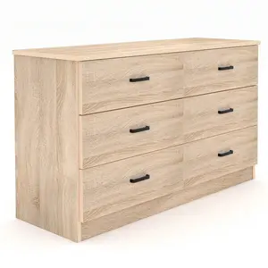 Dresser For Bedroom 6 Drawer Wood Dresser , Large Chest Of Drawers For Bedroom, Living Room, Hallway,, Modern TV Stand Drawer Organizer, Light Oak malm
