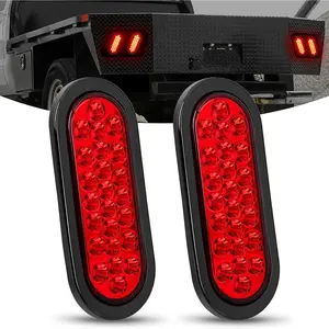 Nilight 6Inch Oval Shape LED Trailer Tail Lights (2PCS Red 24LED) - 12V Waterproof LED Lights Car, Car Accessories with Flush Mount Grommet Plug, IP67 Seal for Vehicle Truck
