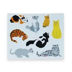 Vintage Cats Sticker Sheet - Home Decor, Decorative Stickers, CAT LOVERS, NOS, 1986, 8 stickers, 4'' x 3.25'' Ornaments Tiles Sticker