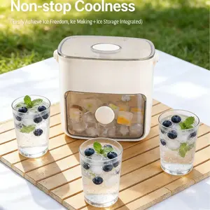 48 Cube Ice Maker with Easy Press Lid - Double-deck portable design includes silicone trays, durable plastic construction for DIY frozen food and beverages, ideal for summer beverages, Countertop Ice Maker, Beverage Cooling, Modern Kitchen Gadgets