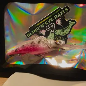 Bling n Eye Walleye Crank Bait - Pink Fish with Black and White Design, Ideal for Fishing