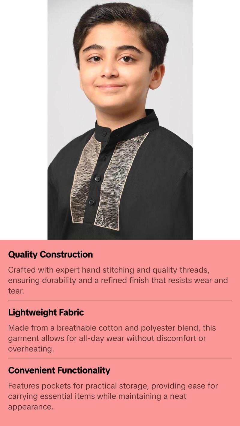 Bilal Muslim Boys Black Kurta Pajama Set - Final Sale