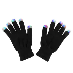 LED Light Up Gloves – Multi Color Fingertip Lights (6 Modes) for Raves, Festivals, Parties, Halloween Costume Accessories