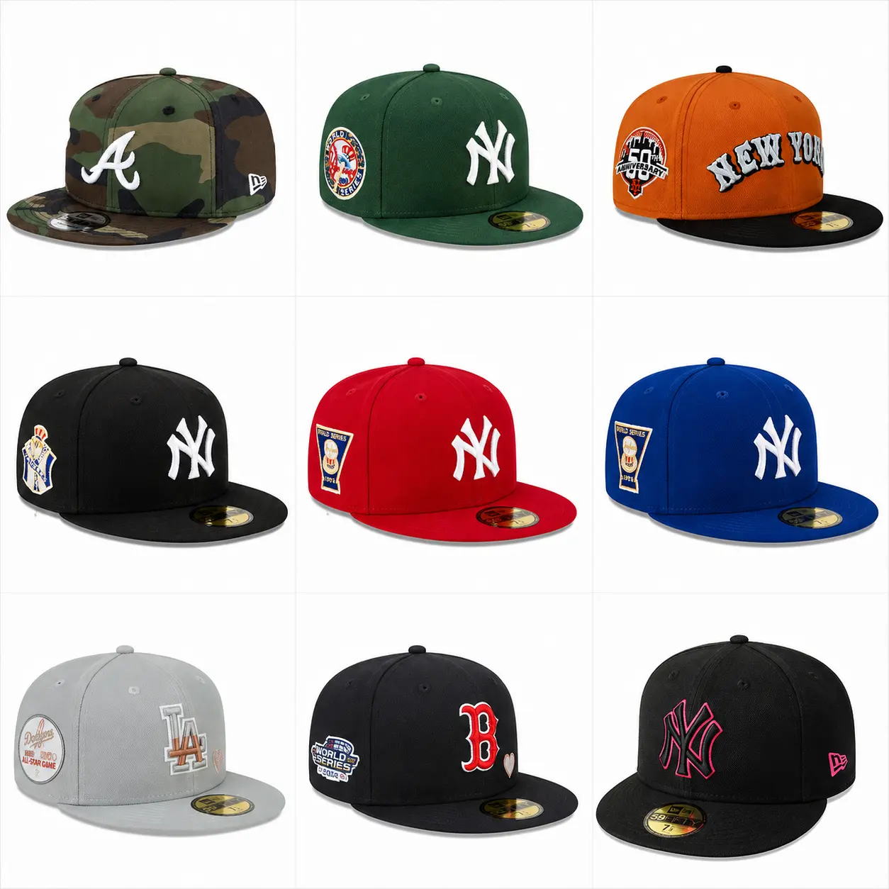 New Era MLB NY Yankees 59FIFTY Flat Brim Cap - Premium Embroidered Logo, Flat Bill, World Series Side Patch, streetwear urban fashion, classic streetwear style, unisex wear #CapForMen #Fashion