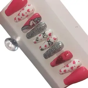 Bugs Bunny Valentines Full Set - Pink & Red Gel Nails with Bugs Bunny Designs, Includes Full Set of Nail Art