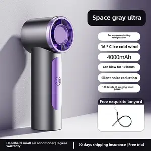 Ultra-high speed portable mini pocket ultra high speed fan, rechargeable 5000mAh battery, LED digital screen displaying gear and battery level, 100 wind speed mode 13.8m/s