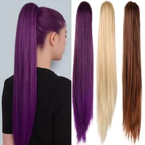 26-Inch Long Straight Purple Ponytail Wig for Women | Claw Clip Design | Natural-Looking Hair Extension Perfect for Daily Wear, Parties & Casual Outfits