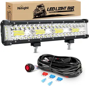 Nilight Side Shooter LED Light Bar 12Inch Triple Row Spot Flood Combo Lights Led Work Light with Wiring Harness Kit for Off Road Fog Light Driving Light on Truck SUV ATV UTV     dealsforyoudays