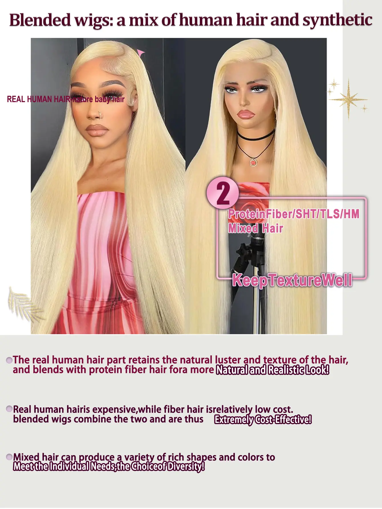 Human Hair Blended Lace Front Wig The Stylist Human Hair Blend Pre Plucked 13x6 Invisible HD  main image 2