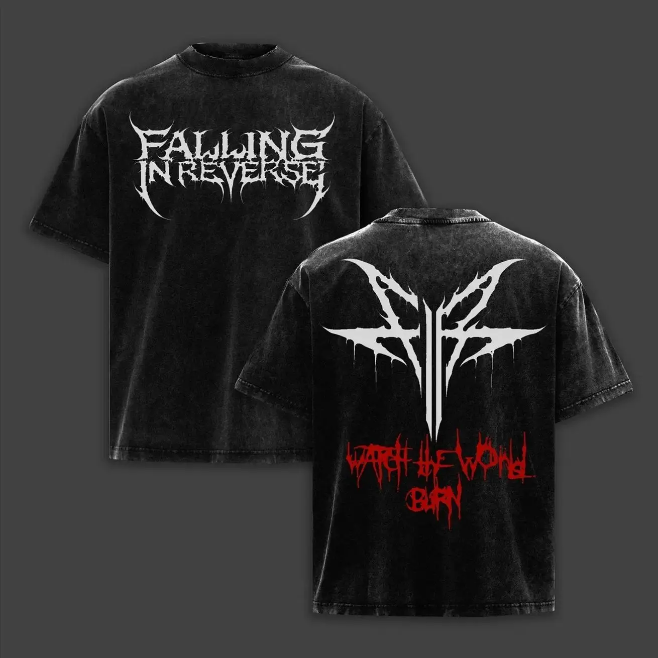 Vintage Falling in Reverse Double Printed T-Shirt , Unisex Oversized Rock Band Heavyweight Cotton Shirt, Streetwear Retro Music Graphic Tee, Vintage Band Shirts Casual Comfort Cotton Fabric Fit Top , Top Men's and Women's Clothing For Fans Merch QN6