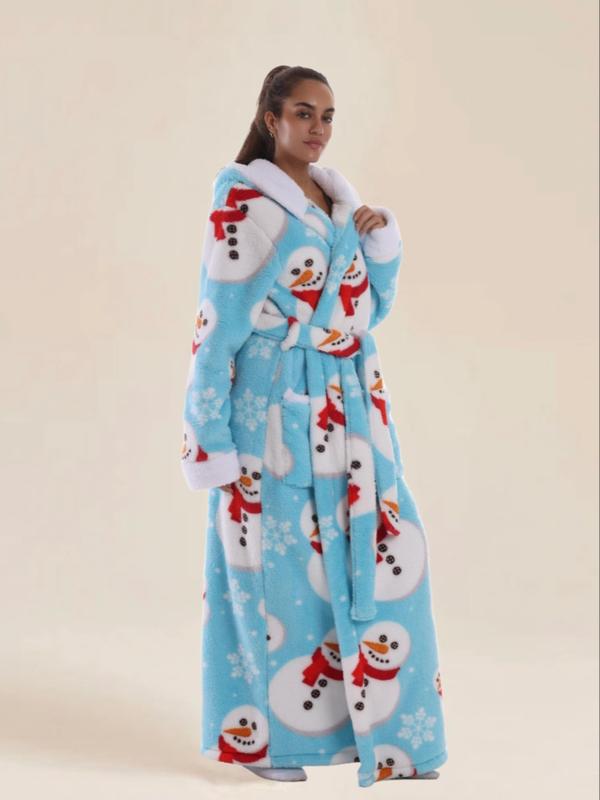 Skull Christmas Series Hooded Bathrobe, Elegant Casual Home Sleepwear, with Pockets, Long Sleeve, Fall & Winter Gift Skull Christmas Series Hooded Bathrobe, Elegant Casual Home Sleepwear, with Pockets, Long Sleeve, Fall & Winter Gift