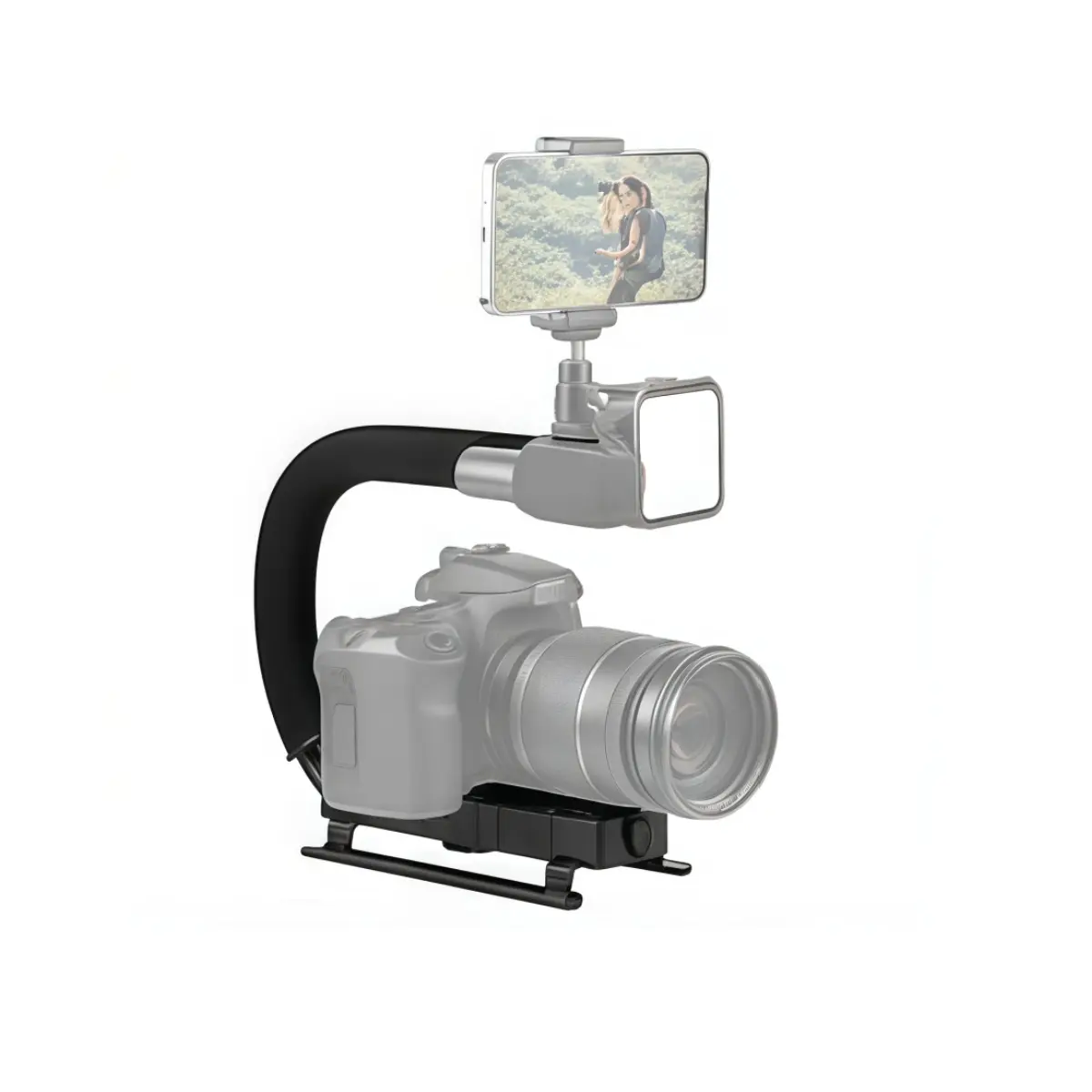 Video Action Handheld Stabilizer, U/c Shape Grip Design, Three Cold Shoe Mounts, Compatible with Cameras, Smartphones, Sports Cameras, Photography Camera Accessories