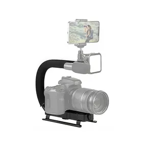 Video Action Handheld Stabilizer, U/c Shape Grip Design, Three Cold Shoe Mounts, Compatible with Cameras, Smartphones, Sports Cameras