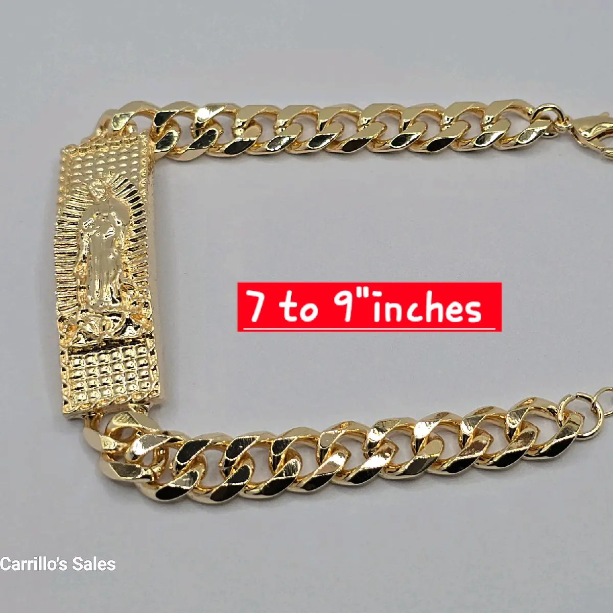 VIRGIN MARY bracelet 18k color Gold plated beautiful style      Cuban 7 to 9"inches