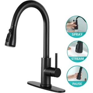 PHANCIR Kitchen Faucet with Pull Down Sprayer, High Arc Single Handle, Brushed Nickel, Brushed Go Home ld Finish  Modern