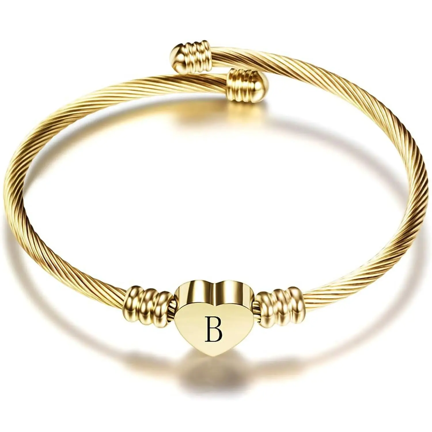 Personalized DIY A-Z Letter Jewelry - 2-Tone Open Bangle, Braided Bracelets, Letter Link Bracelet, Accessories for Women, Personalized Gift for Mother tiktokshopbacktoschool