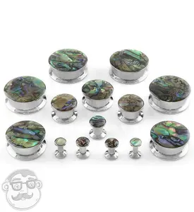 Abalone Shell Top Stainless Steel Plugs