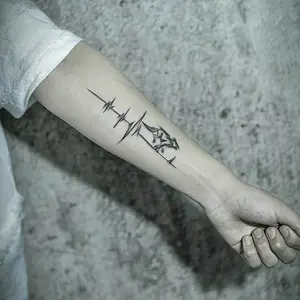 6 large herbal tattoo stickers, including 1 wolf element and 5 random styles, lasting 7-15 days, waterproof and wear-resistant, realistic effect, suitable for people who are afraid of pain and don't want tattoos