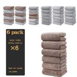 Hand Towels Set for Bathroom, 6 Pack, Quick Drying Absorbent Thickened Towels - Hand Towel Set for Gym, Kitchen and Spa, Soft Highly Absorbent Quick Dry Terry Salon Towels