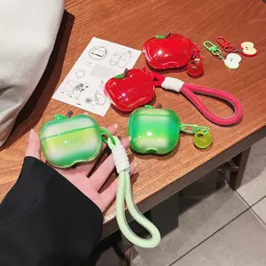 1 piece of electroplated apple shaped headphone protective case, durable silicone headphone case with anti drop function, Apple wireless Bluetooth headphone case, suitable for AirPods 1/2/3/4/pro/pro 2/pro 3