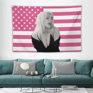 BilliesDecorative Eilish Flag Tapestry Girl Wall Hanging Vintage Trendy Hippie Wall Art for Women Girls Gift Living Room Bedroom Wall Decor