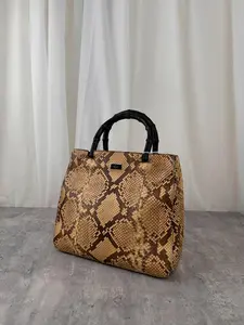 Pre-owned GUCCI As Shown Tote Bags Python Bamboo Handbag MR31032026A656