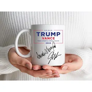 Trump 2024 Signature Coffee Mug, Vote Republican 2024, Fight For America Ceramic Drinkware