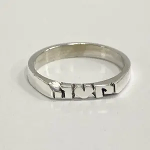 Hand Carved 925 Sterling Silver Ring Personalized Initial heart Initial