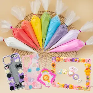 Rainbow Decoden Cream Set 9pcs 100g Fake Whipped Cream Glue Kit Simulation Frosting Clay for DIY Craft Figurine Projects