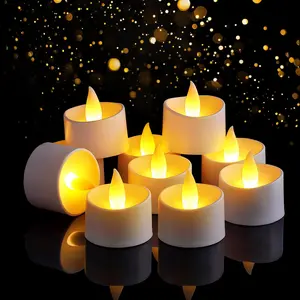 Dual-Flame Flickering Flameless LED Tealight Candles,  Operated  Lights with Realistic  Glow, 100+ Hour Long-Lasting  Candles for  Wedding Votive Decor (White, 12 Pack)