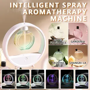 Colorful Timer Auto Diffuser, Aromatherapy Machine, Desktop or Wall Mountable, 7 Gradient Lights, 4 Bottles 60ML Perfume, Long-Lasting Scent, No Noise, Hotel fragrance, gardenia fragrance, jasmine fragrance, Suitable for living rooms, offices, bathrooms