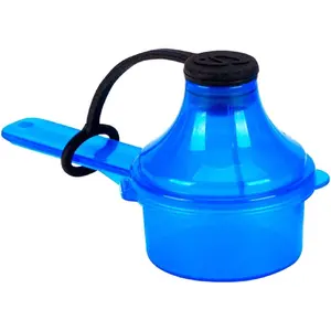 15 Cc | 1 Tbsp | 1/2 Fl Oz. | 14.8 Ml Plastic Short Handle Scoop with Attached Funnel, Measuring Spoons for Powders, Coffee, Pet Food, Protein, Spices and Other Dry Goods (1 Pack, BLUE) The Scoopie