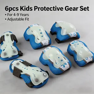 BAT DASH Glow in the Dark 6pcs Kids Protective Gear Set, CPSIA Certified for Ages 5-10, Impact Resistant Knee Pads Elbow Pads Wrist Guards for Skateboard Cycling Scooter Skating