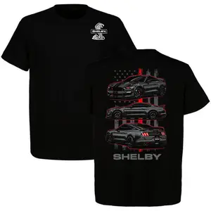 Shelby GT500 Mustang Black T-Shirt, Modern Muscle Car Graphic Tee, American Flag Shelby Performance Tee, Top Menswear Car Enthusiast Gift For Men, Father's Day
