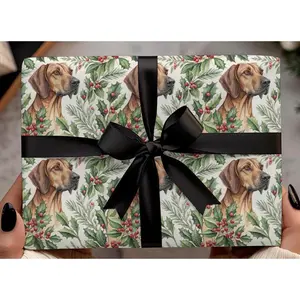 Rhodesian Ridgeback Christmas Wrapping Paper: Holiday Dog Print