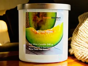 Melon Bliss Soy Wax Candle 8.50oz - Decorative Wax Candle For Home Decor with Rich Melon Aroma
