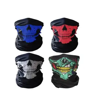 4-pack skull mask balaclava, ghost biker head cover, seamless neck cycling mask, multi-functional bandana mask, skull half face mask, seamless cycling neck guard, unisex