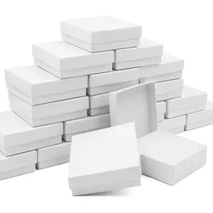 20 Pack White Cardboard Jewelry Gift Boxes 3.5×3.5×1 Inches For Displaying Necklaces Rings Bracelets Earrings