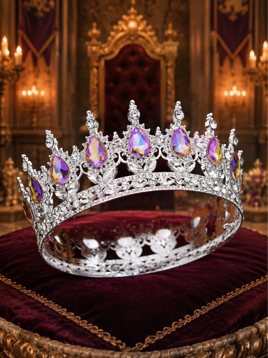 The Armored Kingdom Silver Crystal Crown for Women - Lightweight 4.8-Inch Formal Princess Aesthetic Accessory for Weddings & Valentine’s Day, Elegant Crown Design, Mother’s Day Gifts