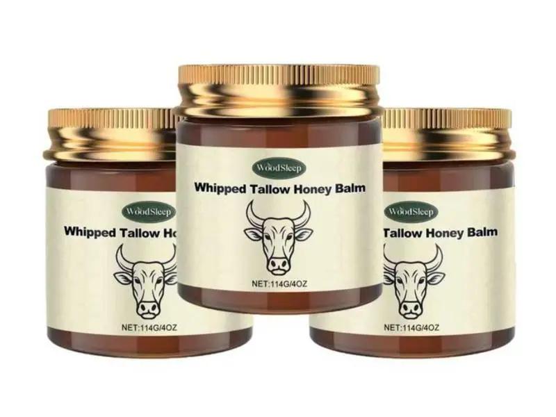 12 Oz 3-Piece All-Natural Handmade Whipped Tallow Honey Balm Set - Moisturize Dry Skin, Nourish, Restore, Anti-Age Body Care - Christmas Special Gift Offer, Gentle, Smooth