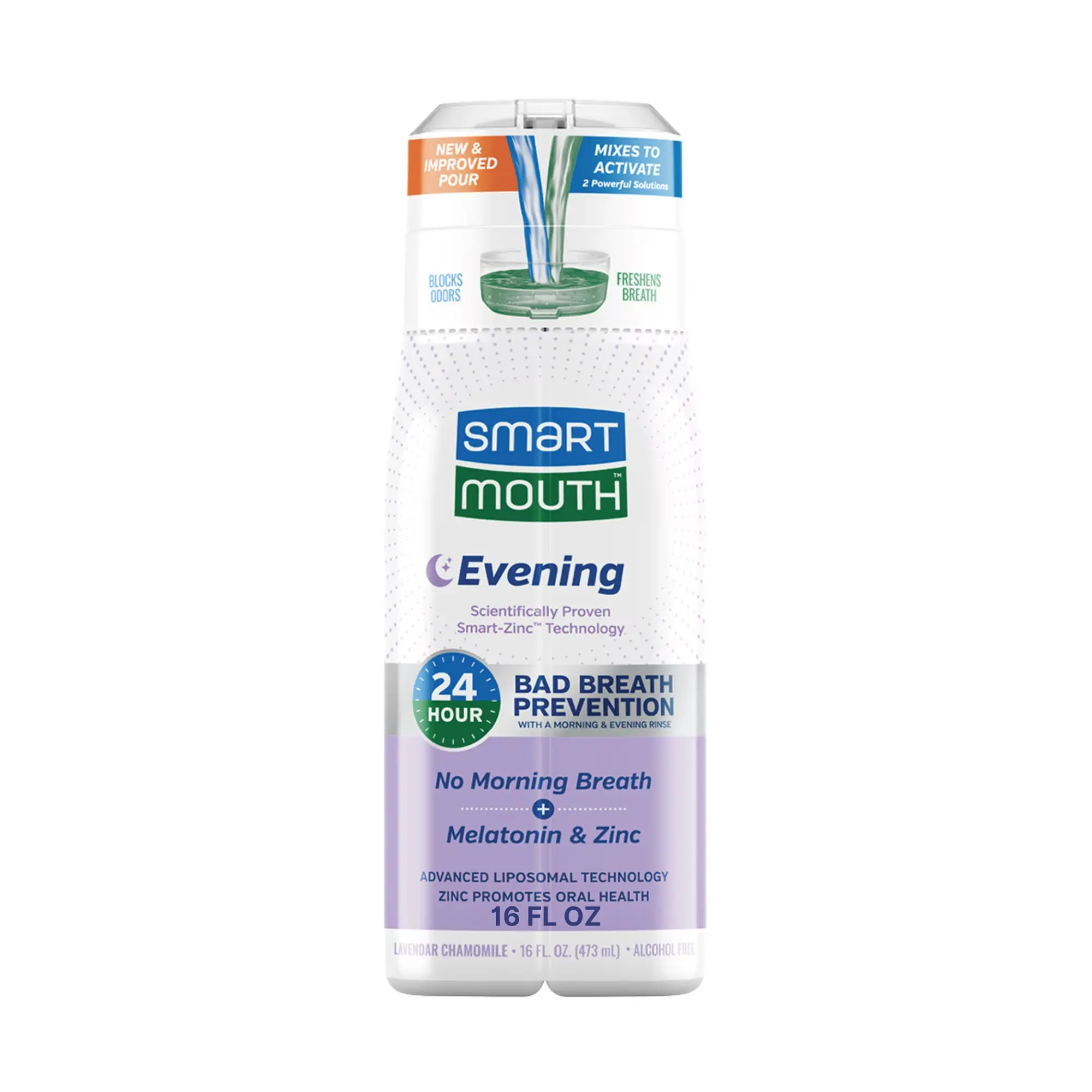 SmartMouth Evening Advanced Liposomal + Zinc Activated Breath Rinse 16oz