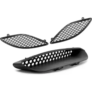 KQQIO Black Hood Scoop Hood Bezels Compatible with 2015-2020 Dodge Charger SRT Hellcat, Side Grilles NOT Fit 2021 Models, Center Grille Fit 2021 Models