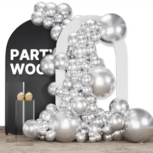 PartyWoo Silver Balloons 155 pcs Different Sizes of 18 12 10 5 Inch Silver Balloon Arch Kit Garland for Birthday Graduation Bachelorette Engagement Bridal Shower Wedding Party Decorations Silver-G102