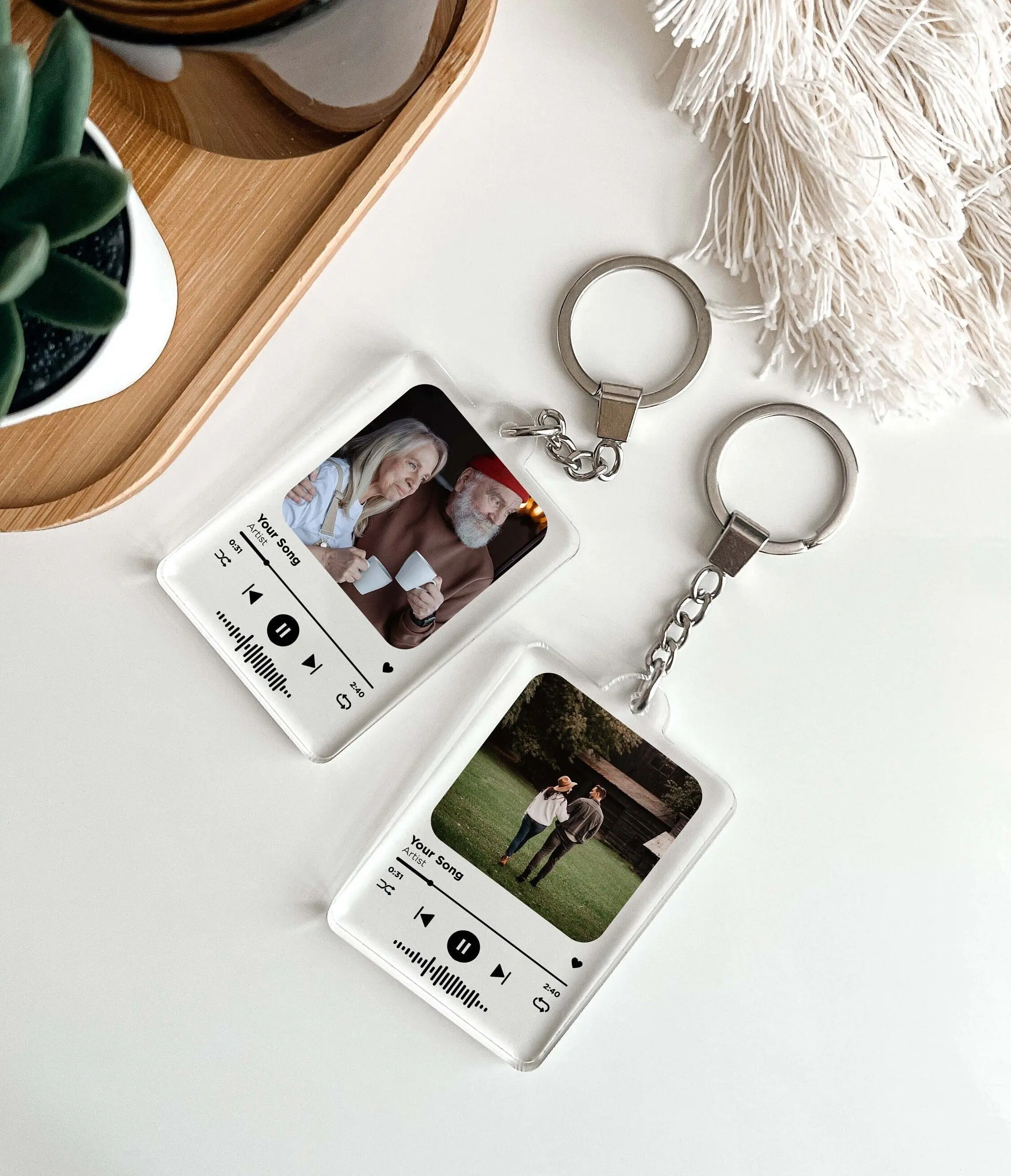 Personalized Photo Picture Keychain, Christmas Gifts, Anniversary Keychain, Couple Gift, Music Album  Keychain