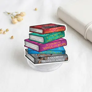 ACOTAR Fantasy Romance Book Stack Phone Grip, Colorful Court Series Griptok, Night Court Stand, Unique Gift for Hardcore Readers, Design Style Decor