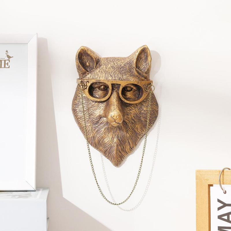 Creative Resin Animal Head Wall Hanging, Fox Head Wall Hanging, Resin Material, Wall Art, Home Accents, Personalized Style, Visiting Gift