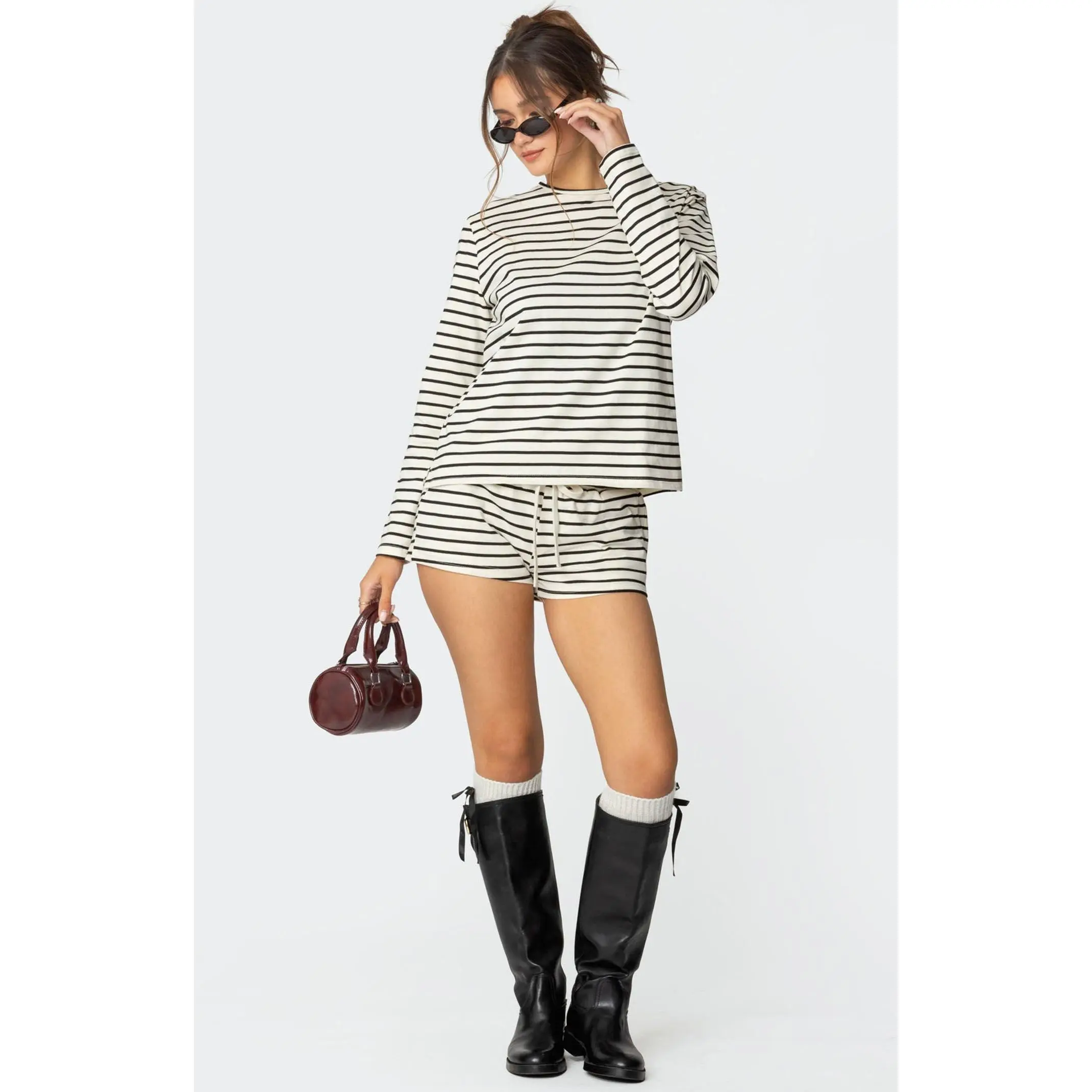 Edikted Women's Jordyn Striped Drawstring Shorts