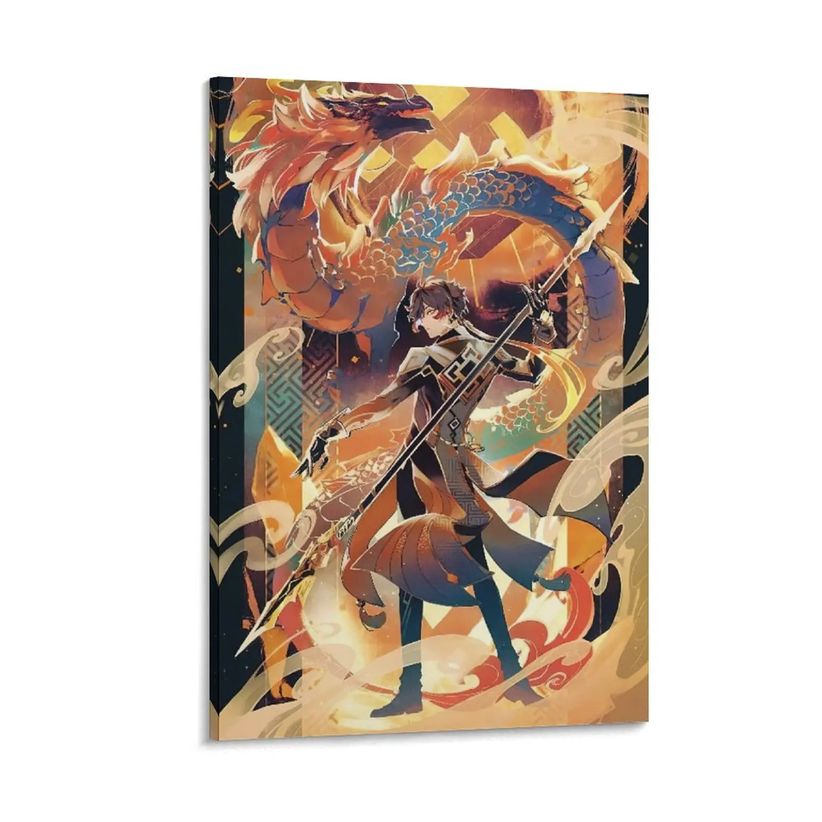 Genshins Impact Creative Zhongli Game Poster, Canvas Wall Art for Bedroom And Office, Aesthetic Home Decor. Poster Canvas Wall Art For Bedroom Decor Bar Office Room Decor Gift